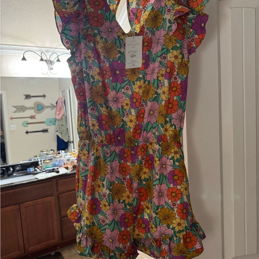 Floral Women’s Romper with Ruffle Sleeves
